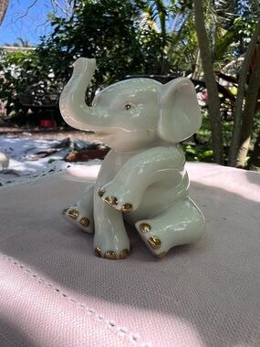 Lenox Mini Ceramic Elephant Figurine with Gold Accents